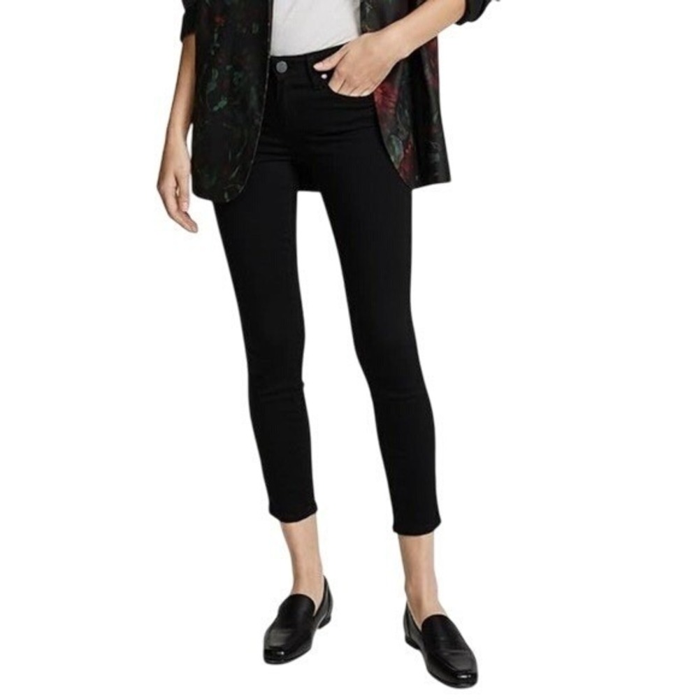 PAIGE Verdugo Crop Skinny‎ Jeans Black Zip Hem Stretch Mid Rise Size 31